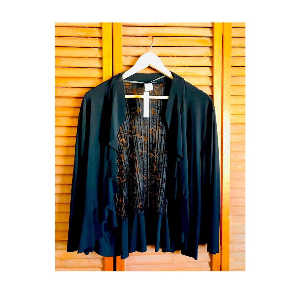 Michelle Lynn Black Lacey-back Shrug